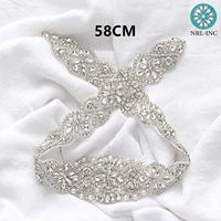 1pc silver rhinestone crystal iron on applique belt sew on wedding beaded bridal trim for wedding dresses wdd0209