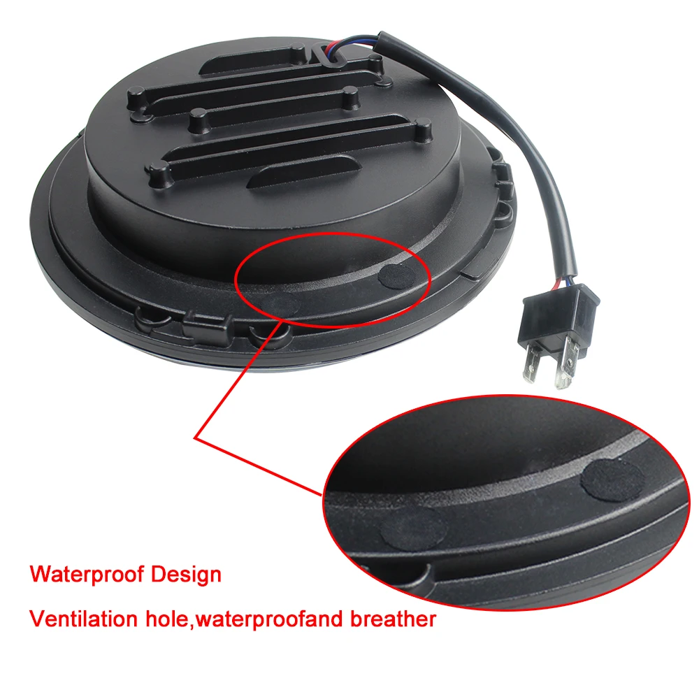 Пара черных 7 дюймовых СВЕТОДИОДНЫХ Фар H4 для Jeep Wrangler JK 2 Door 4 LandRover Defender Head