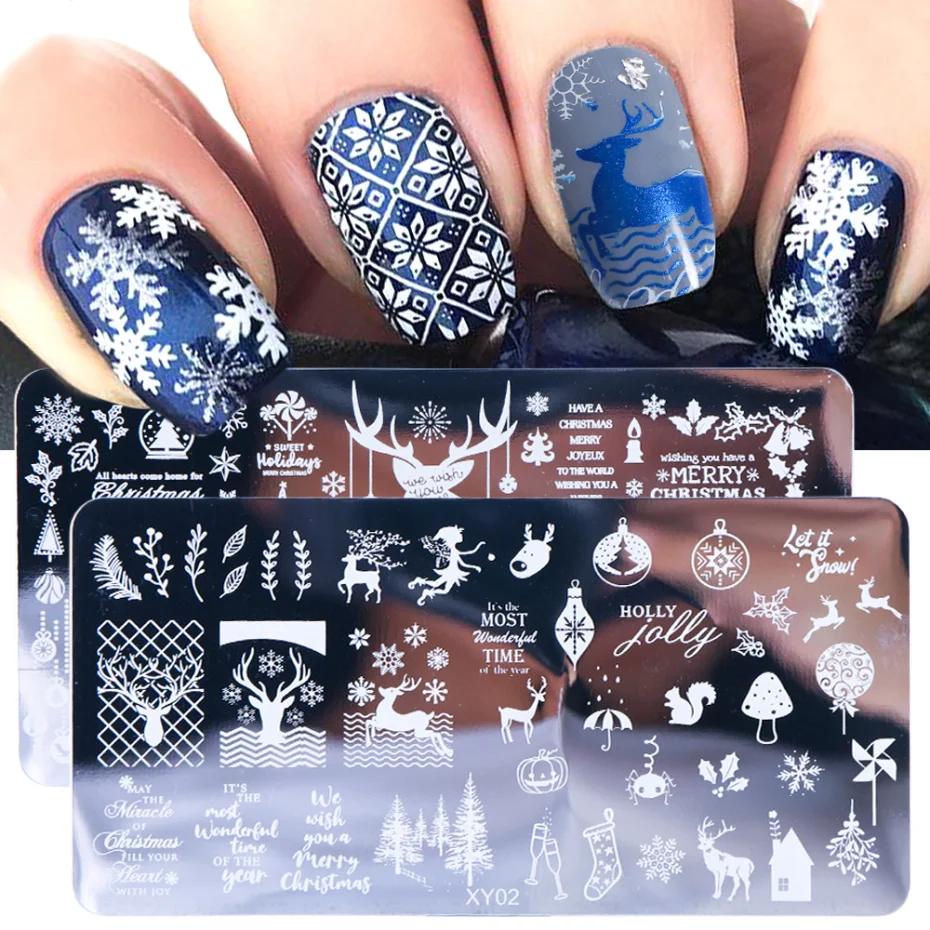 Пластины для стемпинга ногтей 1 шт. шаблоны дизайна на Рождество снежинки лист