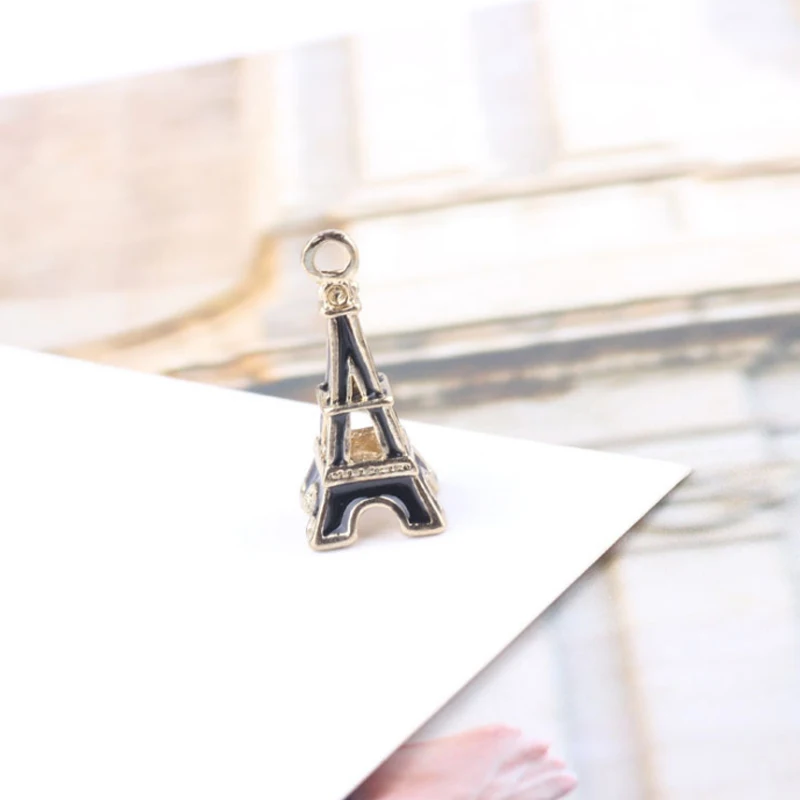 20 шт./лот Позолоченные Подвески в форме Эйфелевой башни с каплями масла для