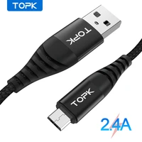 topk micro usb cable nylon braided data sync cable for samsung s7 edge xiaomi redmi 4x android mobile phone