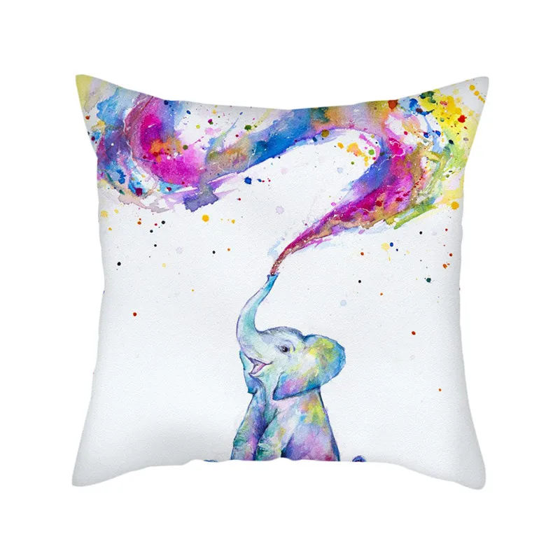 Fuwatacchi Cartoon Pattern Cushion Cover Elephant Photo Pillow Covers New Cute for Home Sofa Decorative Throw Pillowcase 45*45cm | Дом и сад