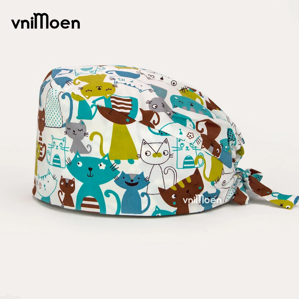 Модная многоцветная шапка с мультяшным принтом Регулируемая для салона красоты