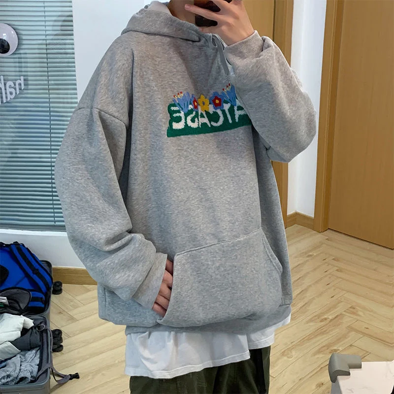 

Hiphop Hoodies Sweatshirt Loose Embroidered Long Sleeve Pullover Streetwear Fashion Sports All-match Coat Casual Trend Tops