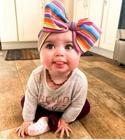 all baby adjustable cotton large bow printed headband girls over size bow knot head turban top bows for infantil wide headwrap