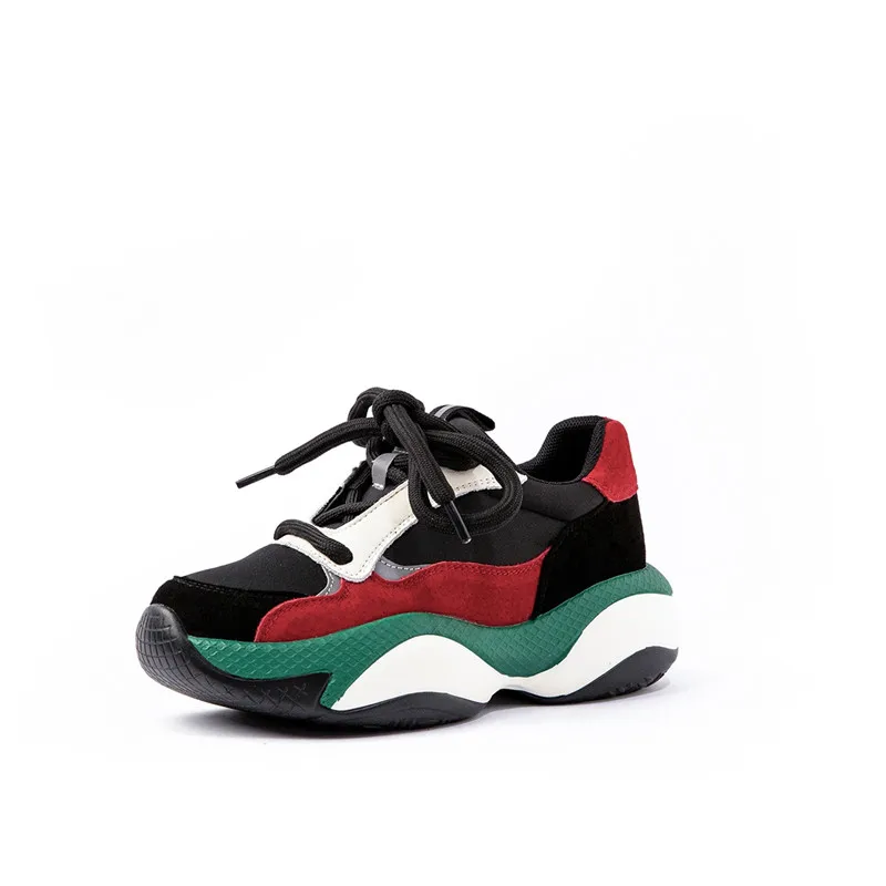 black ASUMER/Размеры 35-40; Новые Модные женские повседневные кроссовки на плоской подошве; обувь из натуральной кожи на шнуровке; женская обувь на плоской платформе с круглым носком - Цвет: black