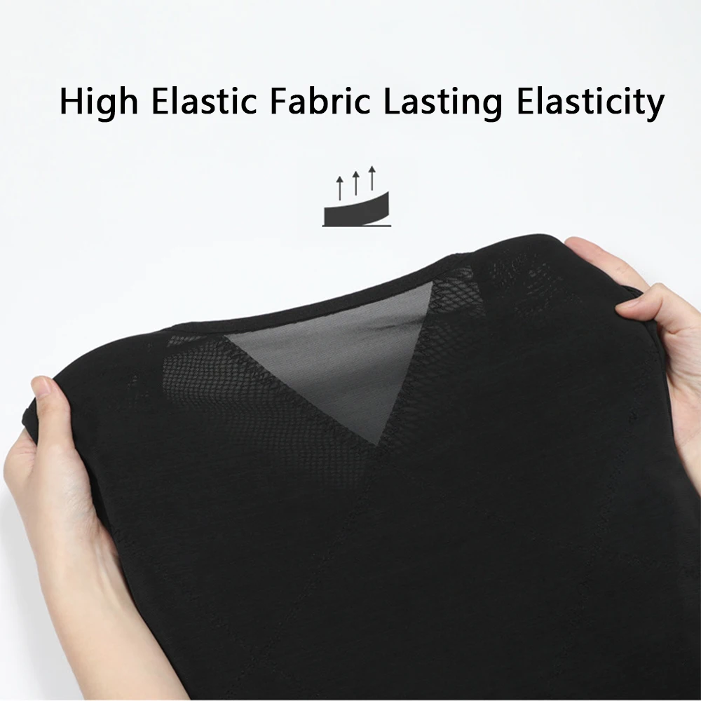 Men's Shirts Shaper Body Shaper Waist Back Support Suction Compression Top Coat T-Shirt Abdomen 3-Row Hook Eye Button Adjustable