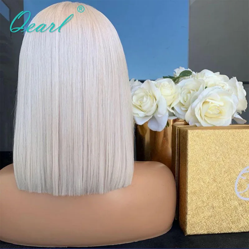 

Short Bob Lace Front Wig Icy White Blonde Purple Platinum Glueless Human Hair Frontal Wigs for Women Virgin Hair 13x1 150%