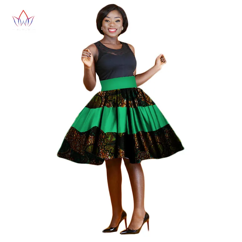 Летняя женская одежда юбки с Африканским принтом средней длины трапециевидные
