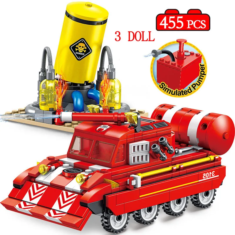 455 шт водяного распыления пожарного бака строительные блоки городская полиция