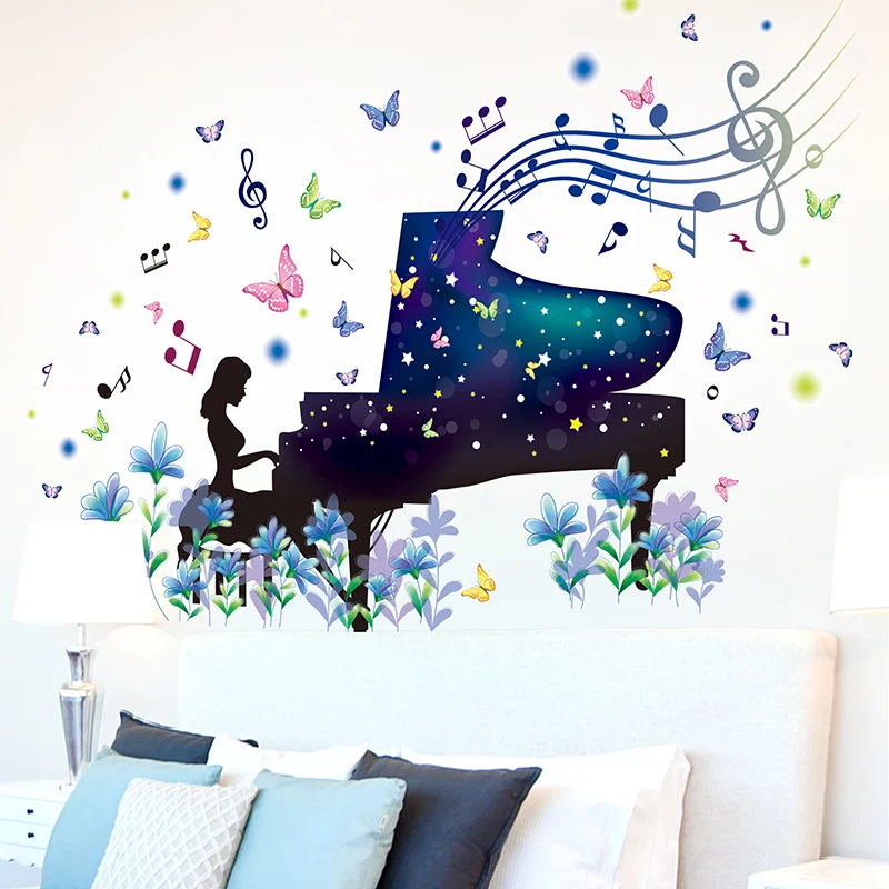 

[SHIJUEHEZI] Ballet Dancer Girl Wall Stickers PVC Material DIY Flowers Bubbles Mural Decal for Kids Room Nursery Home Decoration
