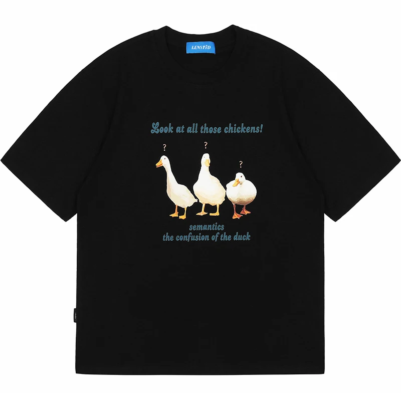 

Футболка мужская с надписью «утки», смешная тенниска в стиле хип-хоп, уличная одежда в стиле Харадзюку, хлопковые топы с коротким рукавом, ле...