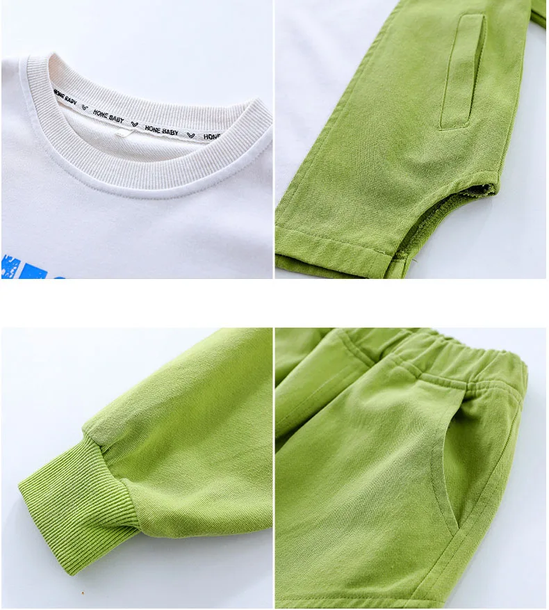 

Kids 2 Pieces Suits Sets T-shirt Pant Boy Streetwear Stage Show Hip Hop ClothesTeenage Children Dance Sports Tracksuit Costumes