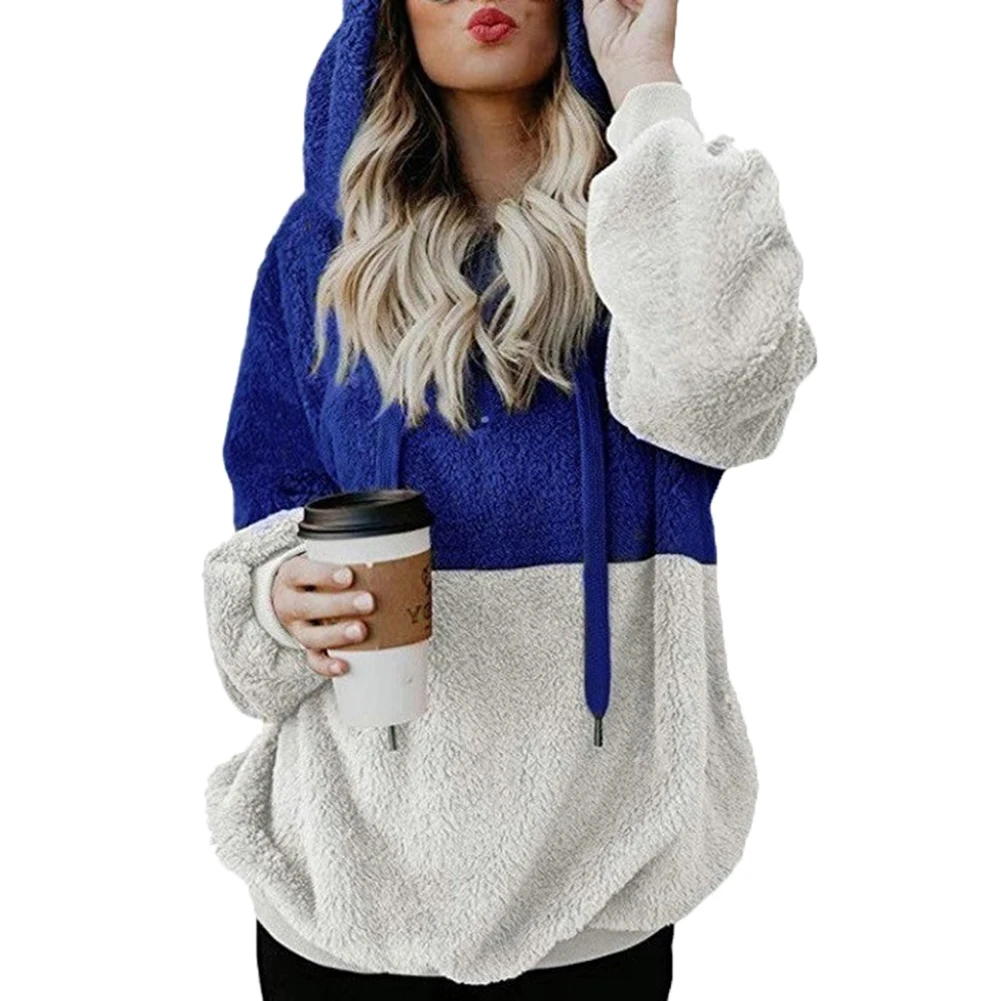 Модная женская плюшевая толстовка с капюшоном размера плюс в стиле пэчворк