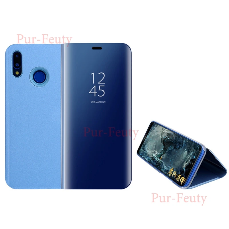 Sky blue Чехол для Honor 10 Lite HRY-LX1 L21 кожаный зеркальный флип-стенд для huawei Honor 10i 8x8 s 8a 8c Чехлы для смартфонов на Hono 8 X A S - Цвет: Sky blue
