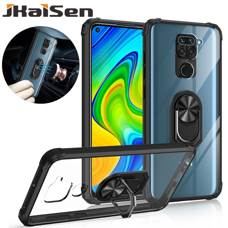 

Shockproof Phone Case For Xiaomi Redmi Note 9 9S Car Holder Acrylic Protective Cover For Redmi Note 9 Pro Kickstand Back Case