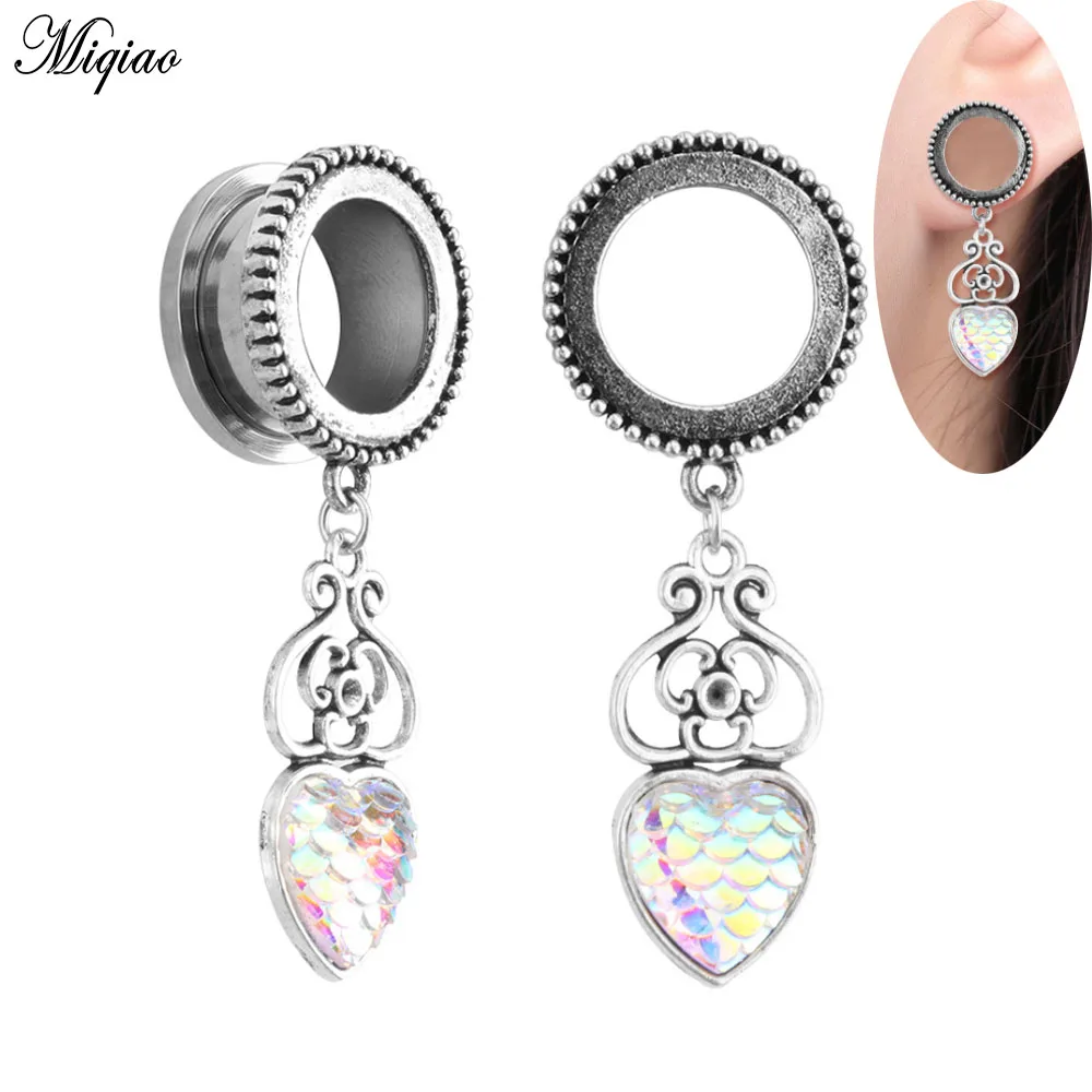 

Miqiao 2pcs Fashion Love Color Fish Scale Pendant Stainless Steel Pulley Ears 6mm-20mm Exquisite Body Piercing Jewelry