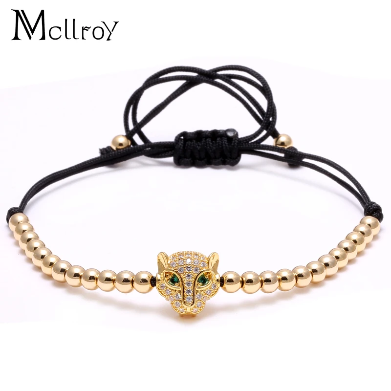 Мужской браслет из нержавеющей стали Mcllroy золотой с головой льва и леопардовыми