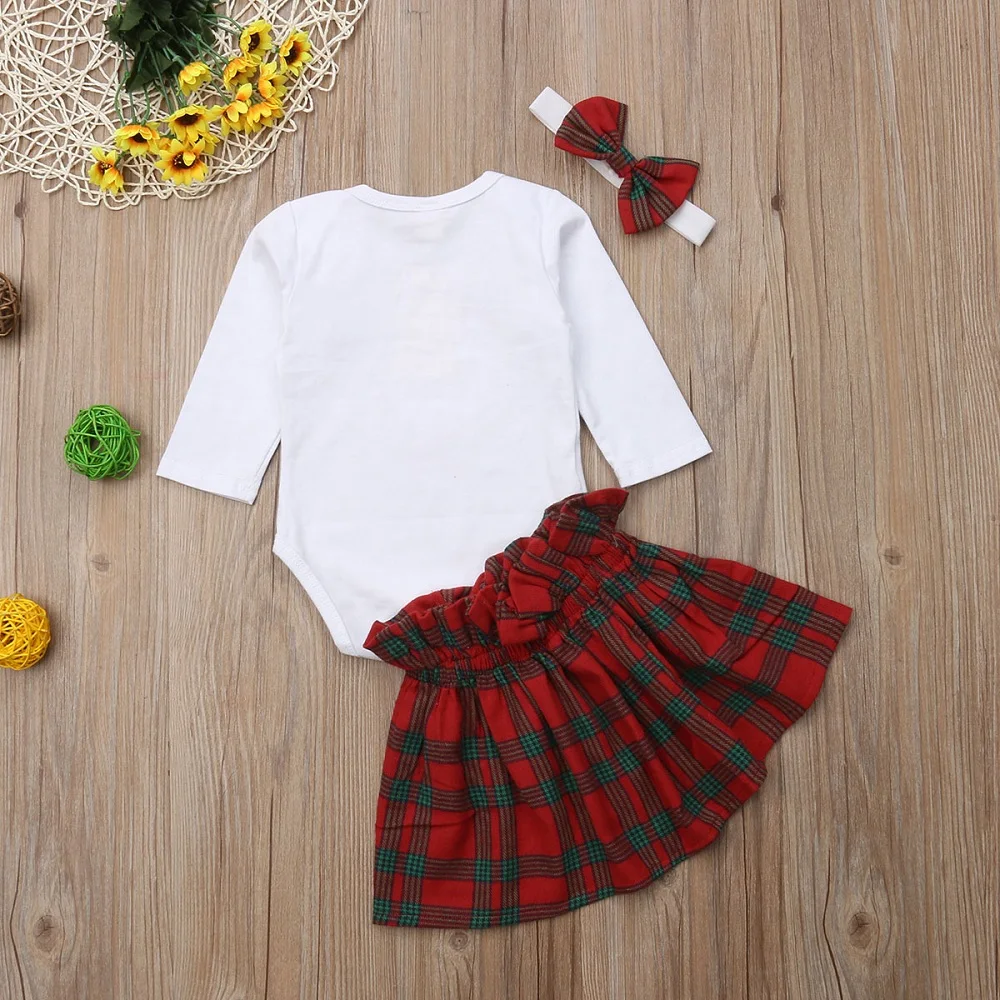 Рождественский комбинезон для новорожденных девочек с Санта Клаусом и юбкой