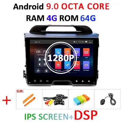 4G 64G DSP 1280P " 4G 64G Android 9,0 DSP ips AV выход автомобильный dvd-плеер для KIA sportage 2011- gps экран Навигация стерео радио приемник - Цвет: 4G 64G DSP 1280P