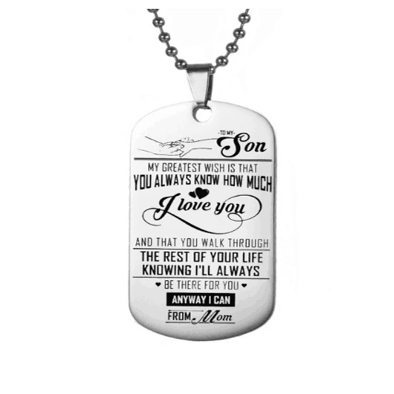 Ожерелье из нержавеющей стали для моего сына подвеска с металлической биркой