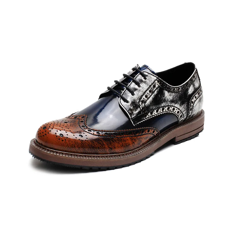 

Brogue Men Wing Tip Casual Leather Carved Business Dress Wedding Oxfords Shoes Plus Size New 2022