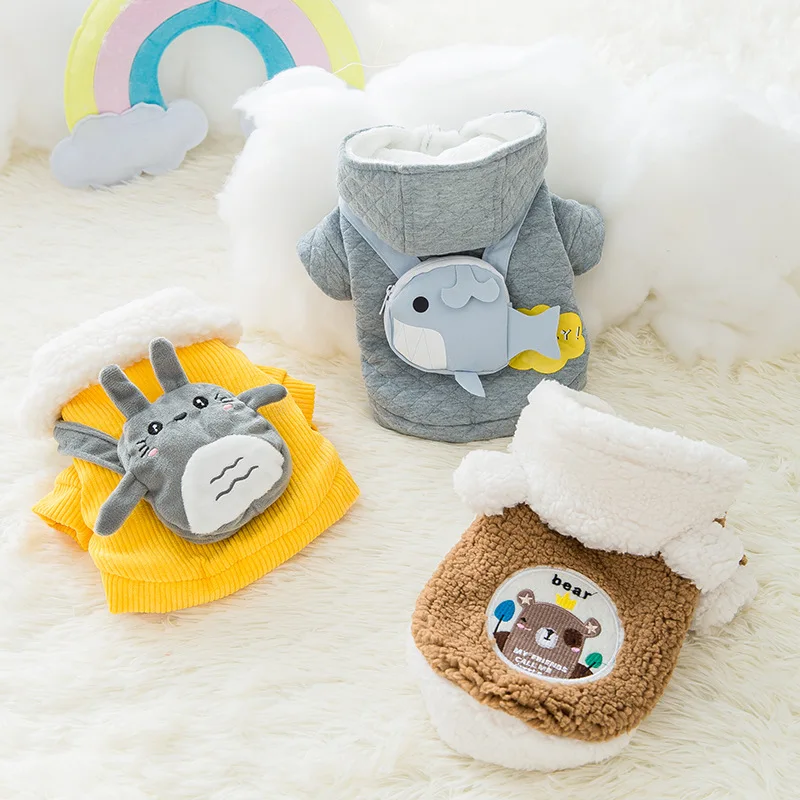 

Corduroy Warm Dog Cotton Clothes Winter Pomeranian French Bulldog Vest New Design Cute Pet Cat Two Legged Thickening Jacket