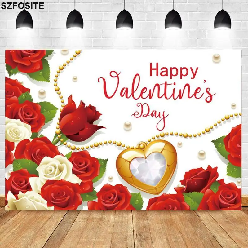 

Romantic Valentine's Day Rose Gem Backgrounds Photography Photo Couples Festival Party Room Decorates Children Vinyl Backdrop