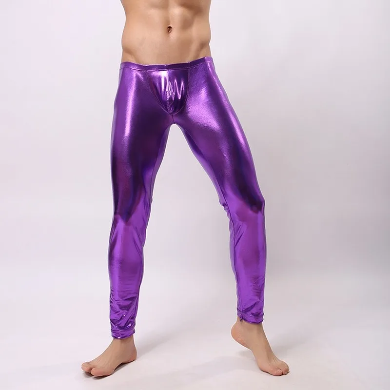 Блестящие Брюки для геев фетиш брюки из ПВХ латексное нижнее белье мужские