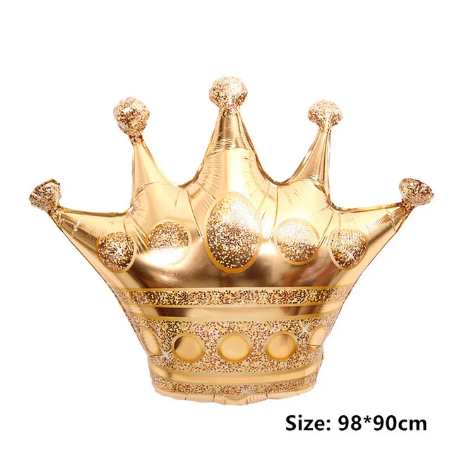 1pc Big Crown Золотистый, серебристый, металлический латексный воздушный шар 18 30 40 50 60 70 80 90 лет с номером в честь Дня Рождения вечерние воздушные шары из фольги для взрослых - Цвет: 1pc Big Crown