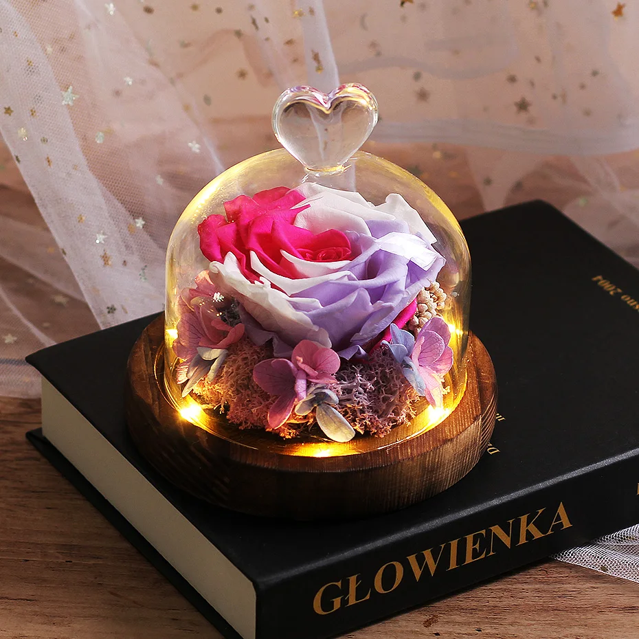Домашний декор Красавица и Чудовище настоящая Роза в стеклянном куполе