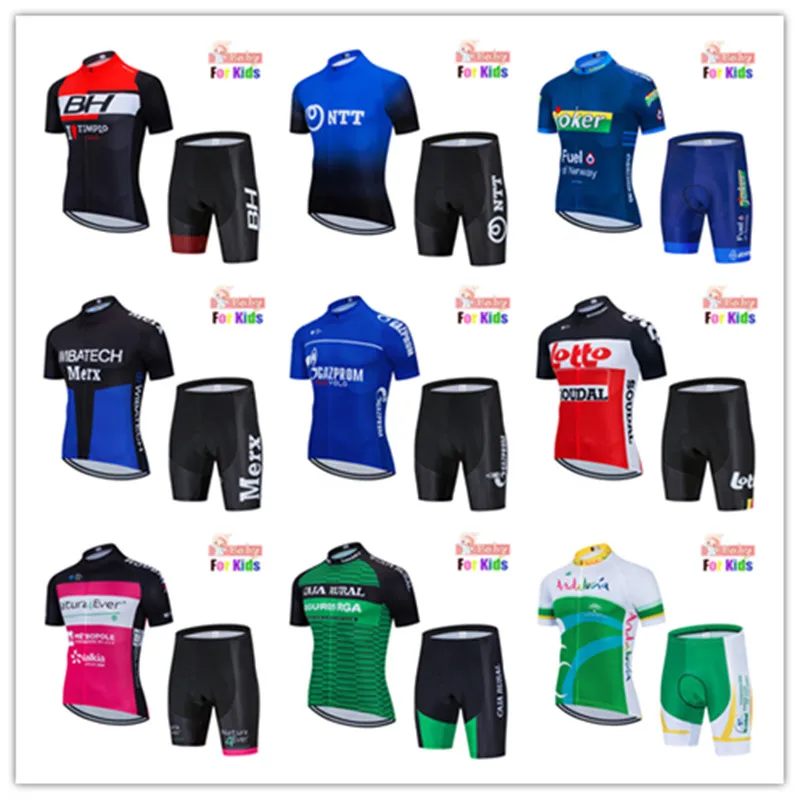

2020 Breathable NEW Kids Cycling Jersey Set Shorts Fluorescent Pink Children Bike Clothing Boys Girls Summer Bicycle Wear