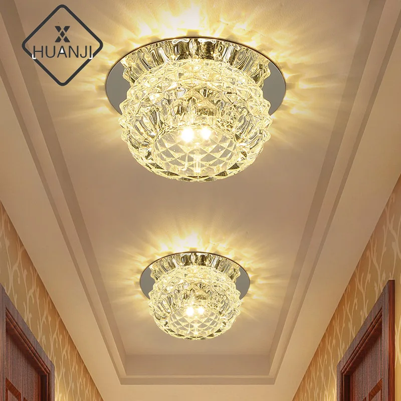 

Home HUANJI2020 new crystal downlight aisle corridor light round ceiling hole light embedded led porch light