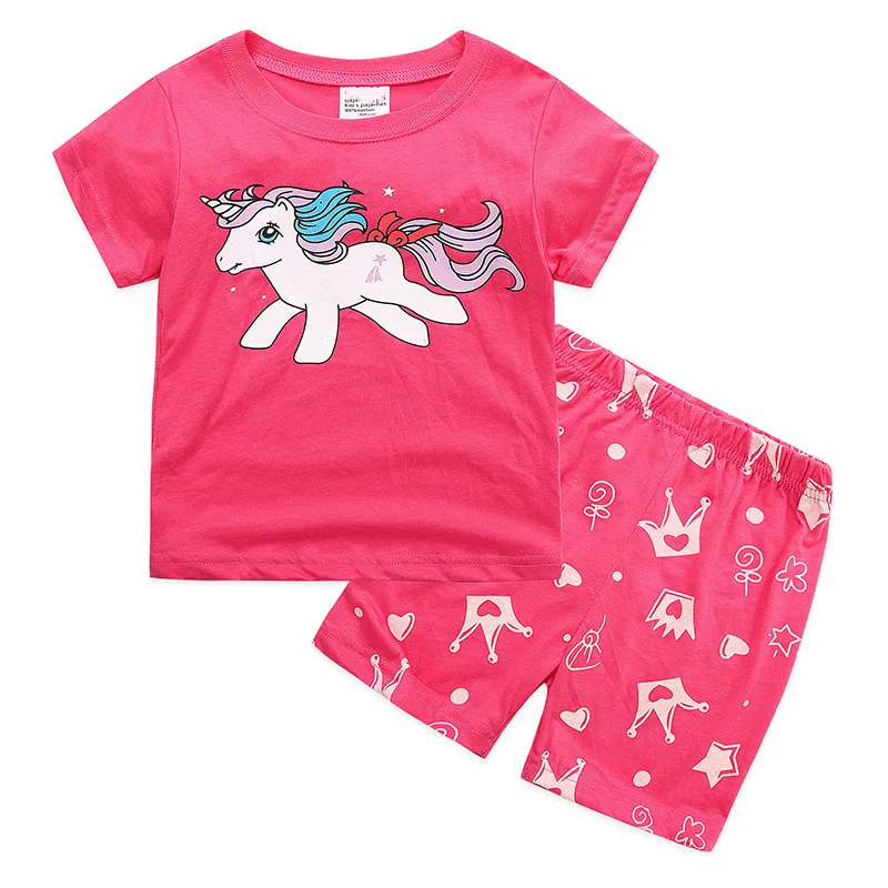 Новый мультяшный костюм для маленьких мальчиков одежда сна с коротким рукавом