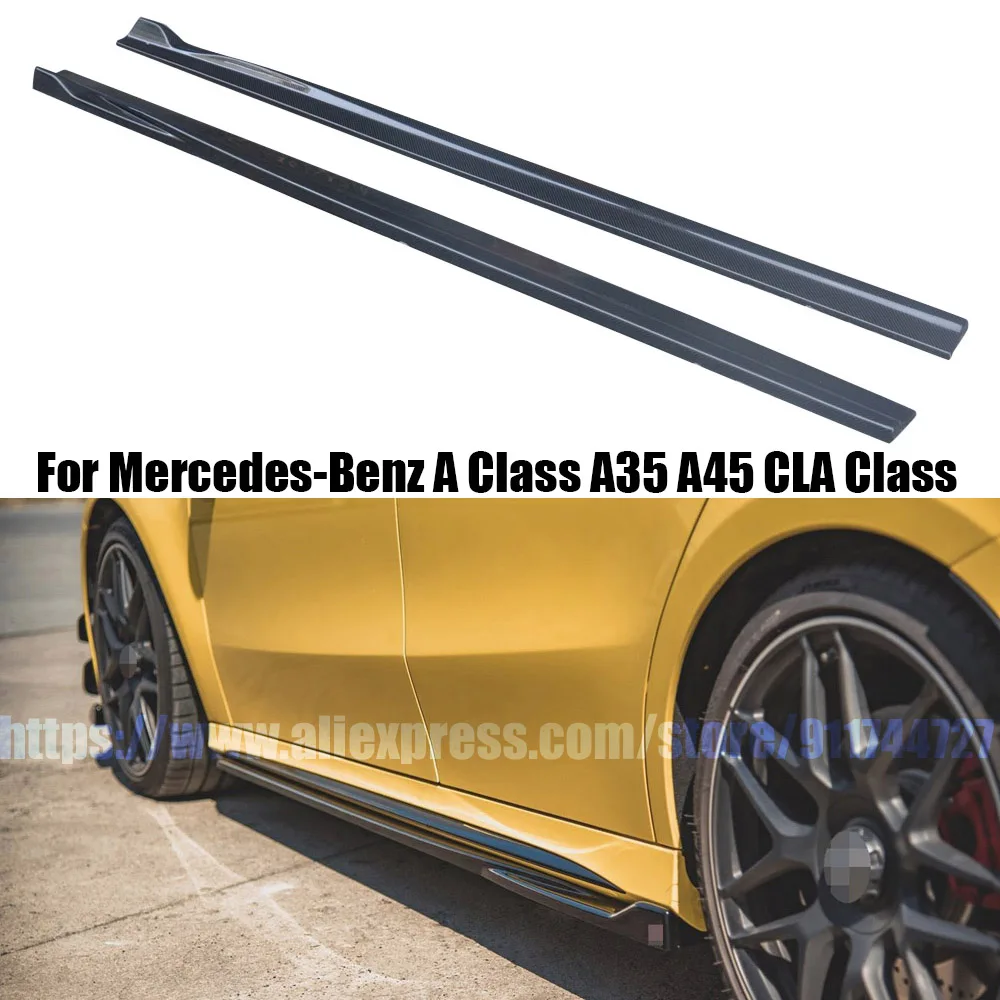 

For Mercedes-Benz A Class A35 A45 CLA Class CLA35 CLA45 W177 W118 Carbon Fiber Side Skirts Extension Lip M Style Car Tuning