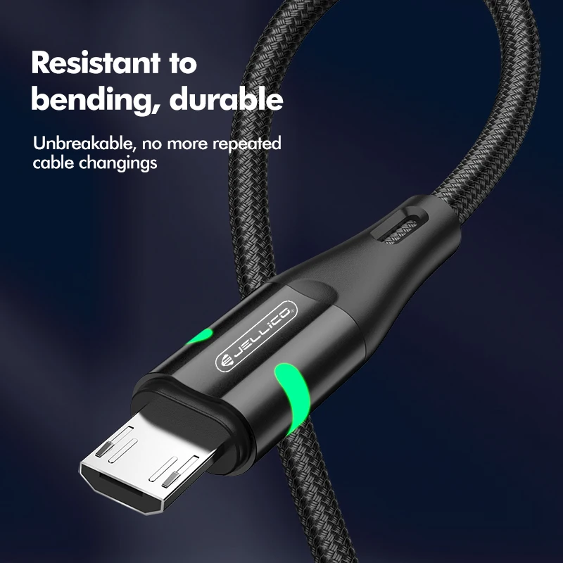Jellico 3A микро USB кабель нейлон Быстрая зарядка для передачи данных Samsung Xiaomi LG