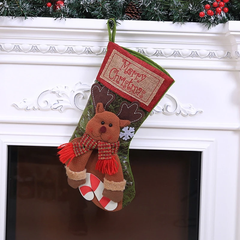 Санта Клаус Снеговик Рождественские носки Рождественский подарок сумка для