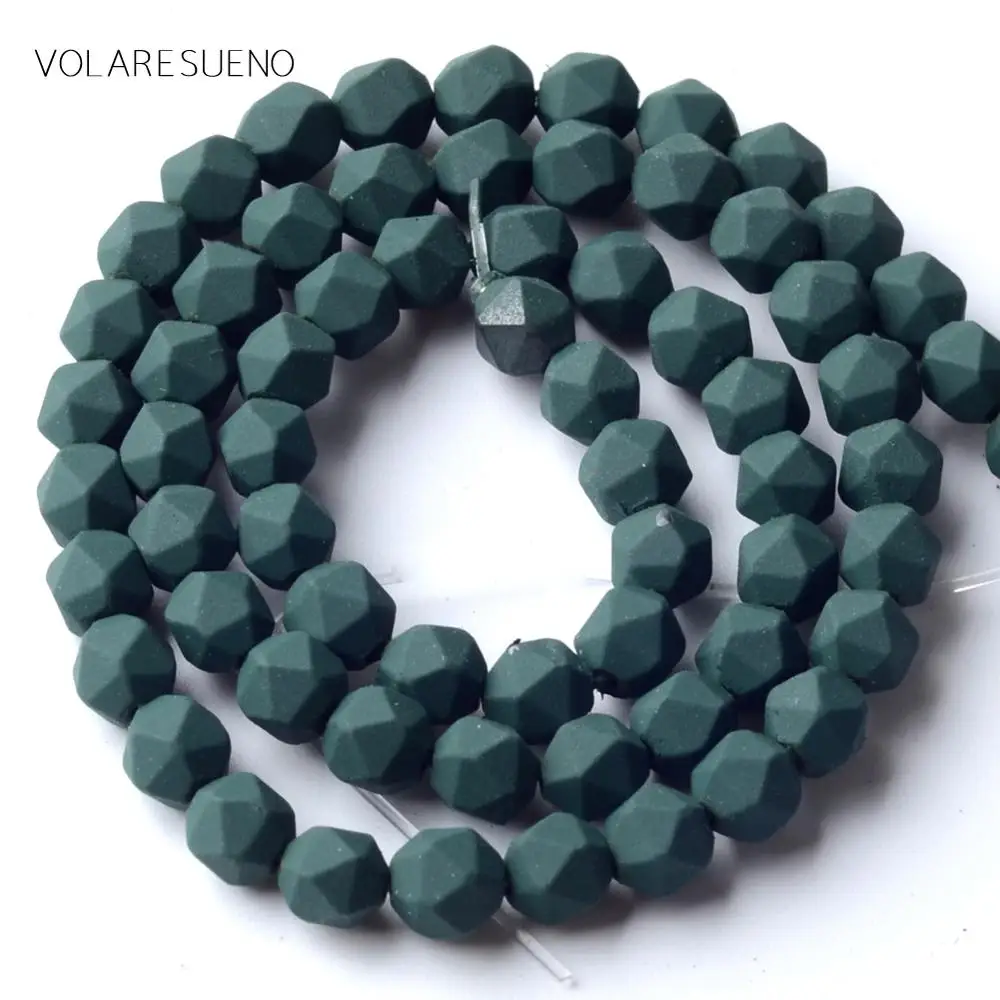 

6mm Natural Dull polished Faceted Dark Green Hematite Stone Loose Beads For Jewelry Making Diy Bracelet Necklace 15"