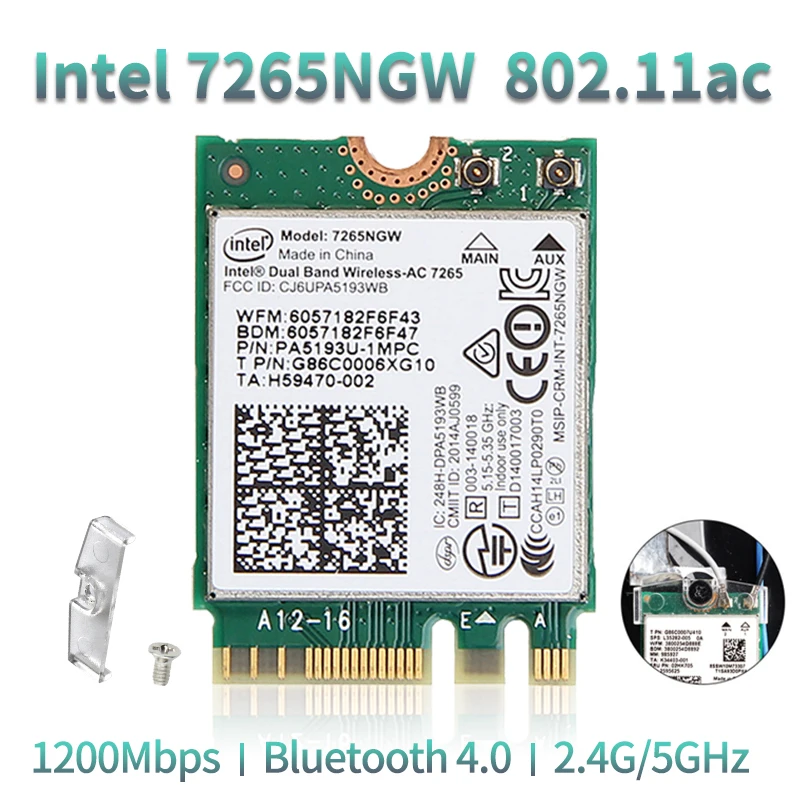 Двухдиапазонный беспроводной AC 1200M WiFi 7265NGW для Intel 7265 Wi Fi 802.11ac 2x2 Bluetooth NGFF M.2 Wlan Карта