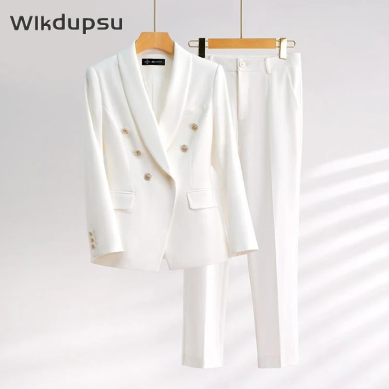 Pants Suit For Women 2022 New Fashion Elegant Two Piece Set Office Lady Formal Business Casual Blazer Trousers Outfits Oversize