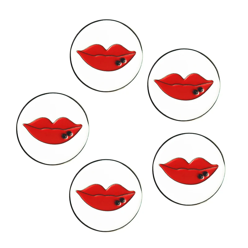 5 lips PINMEI Embossied Golf Ball Marks наборы из 5 маркеров для гольфа Подарки для гольфа для леди / детей, подходящие для любых магнитных зажимов для шляп для гольфа - Цвет: 5 lips