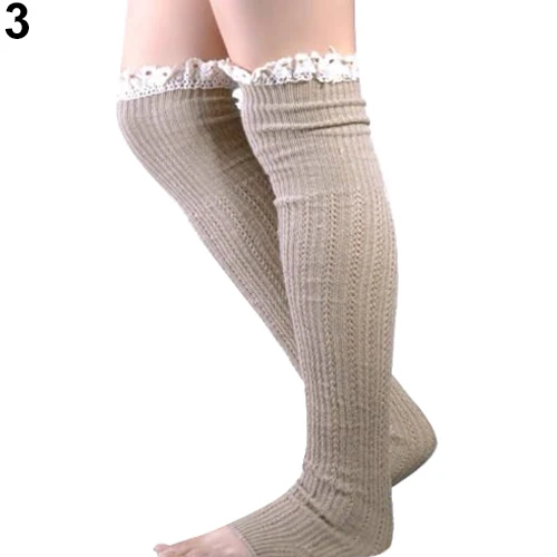 Женские зимние вязаные гетры с кружевной отделкой Вязаные гольфы|Гетры| |