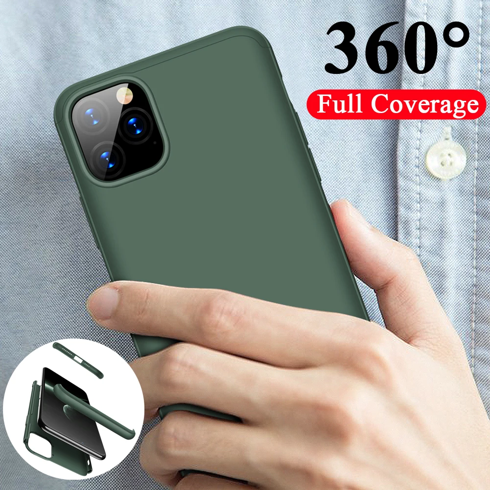 Для iPhone 11 Pro Max ударопрочный армированный Жесткий Тонкий чехол на 360 ° + пленка для