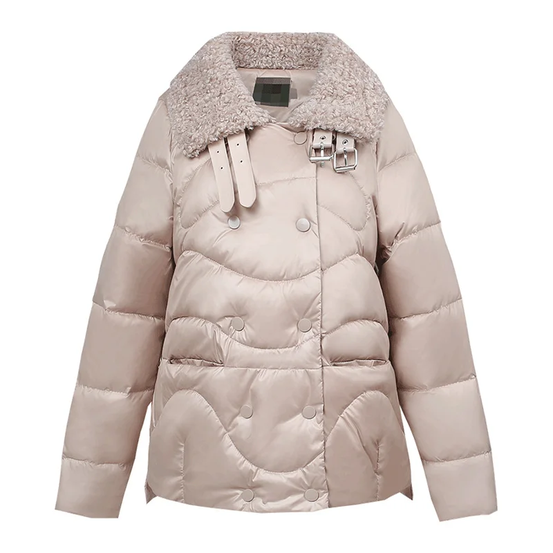 Женская куртка Bella philosophy однотонная двубортная из овечьей шерсти с карманами