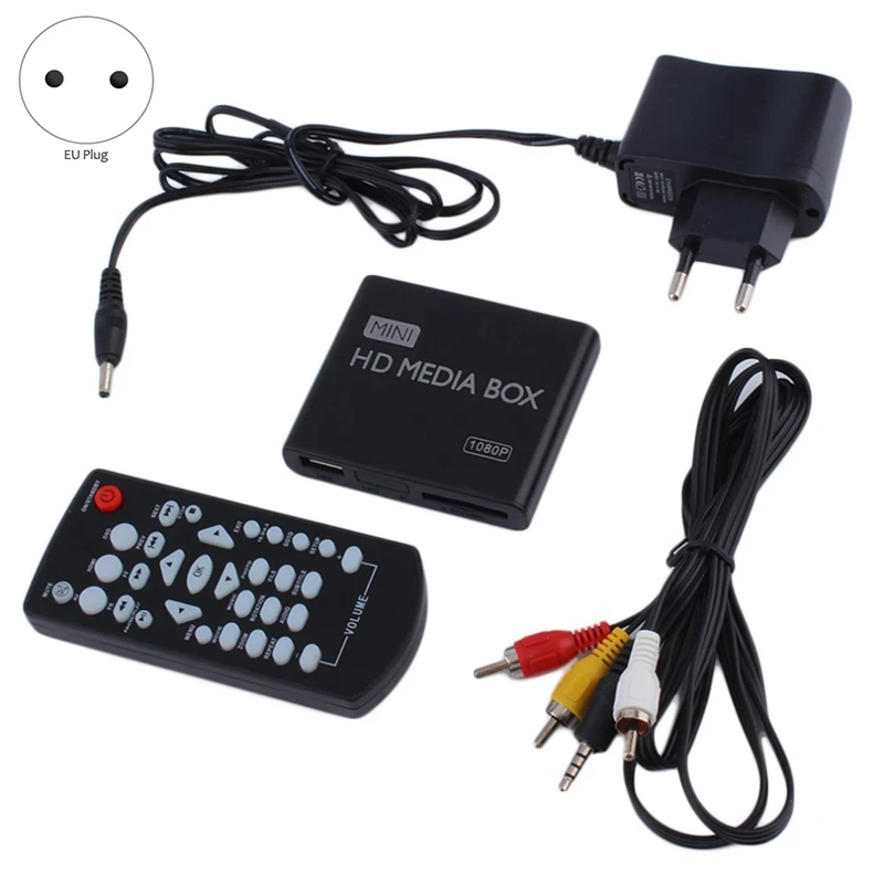 Mini Media Player 1080P HDD Box TV Video Multimedia Full HD with SD MMC Card Reader EU Plug | Электроника