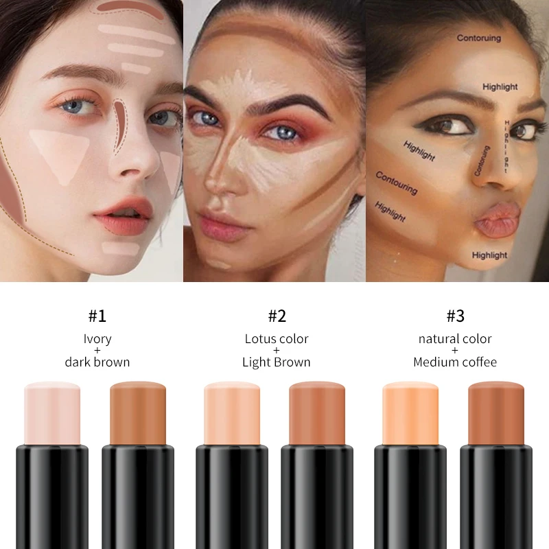 

2In1 Double-Headed Concealer Stick Clavicle Shadow Pen Facial Three-Dimensional Highlight Stick Foundation Face Beauty Cosmetics