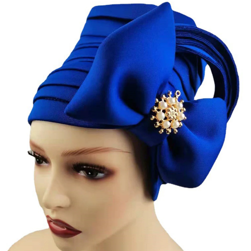 

Fashion Women Turban Hijab Bonnet Already Made African Auto Gele Headtie Muslim Headscarf Caps Female Head Wraps Hat For Wedding