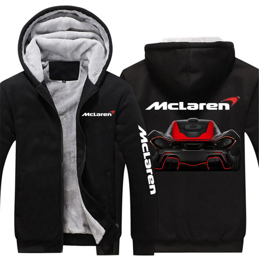 

NEW McLaren Mens Sweatshirts Zipper Hooded Zipper Warm Sportswear Print Thicken Outwear Sweatshirts For Men
