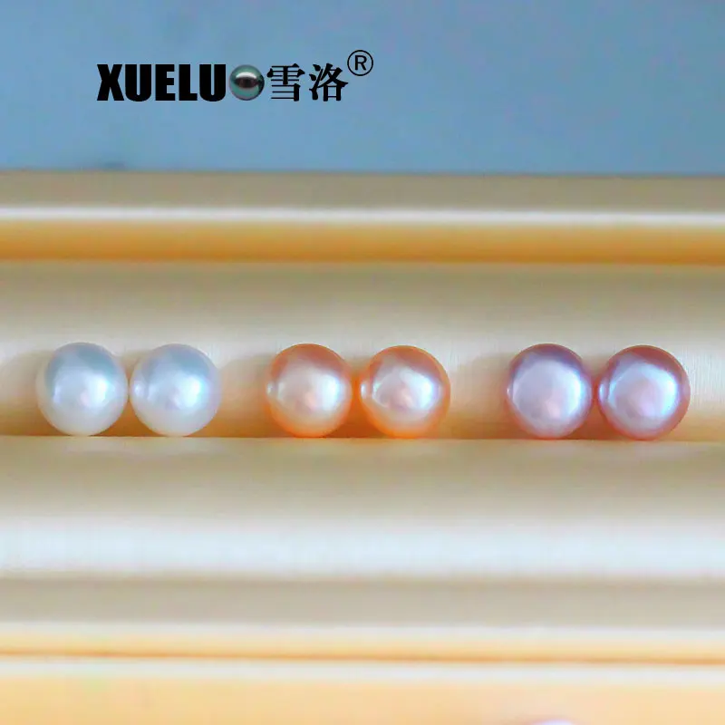 Серьги-гвоздики XUELUO круглой формы с натуральным пресноводным жемчугом 20 пар в