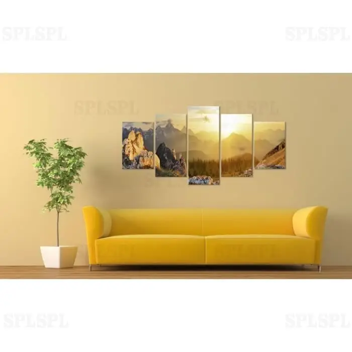 Рассвет на холсте Живописный пейзаж солнце горы рассвет фотопечать для гостиной